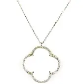 Sophie model Fiori grote klaver collier in zilver grote klaver wit