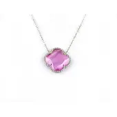 Sophie model Fiori klein ketting in zilver felroze klaver