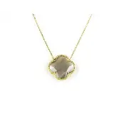 Sophie model Fiori kleine klaver collier in zilver verguld grijs