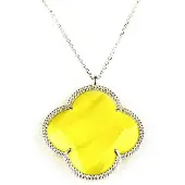 Sophie model Fiori grote klaver collier in zilver grote klaver geel