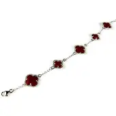 Sophie model 5 fiori armband in zilver koraalrood