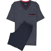 Götzburg heren shortama, blauw met rood en wit dessin