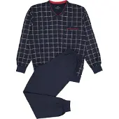 Götzburg Pyjama lang nachtblauw / rood / wit