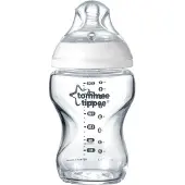 Tommee tippee Natural Start glazen babyfles - Set van 1 x 250ml baby fles - Lage toevoersnelheid 0m+