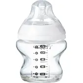 Tommee tippee Closer to Nature- glazen zuigfles - langzame uitstroomsnelheid - anti-colic ventiel - 150 ml - verpakking van 1 stuk - doorzichtig