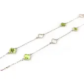 Sophie model Fiori open klavers collier in zilver groene klavers