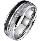 TJ Tom Jaxon Wolfraam heren ring Carbon Vermiculiet Inlay-21.5mm