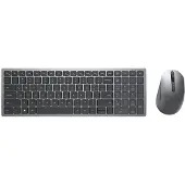 Dell Compact toetsenbord en muis – KM7120W - Scandinavisch (QWERTY), Volledige grootte (100%), Draadloos, RF draadloos + Bluetooth, QWERTY, Grijs, Titanium, Inclusief muis
