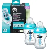 Tommee tippee Advanced Anti-Colic Babyflessen, set van 2 x 260ml baby flessen - Lage toevoersnelheid 0m+