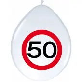 Folat 24x stuks Ballonnen 50 jaar verkeersbord versiering - Ballonnen