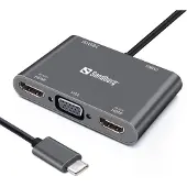 Sandberg USB-C DOK 2XHDMI+1XVGA+USB+PD (136-35)