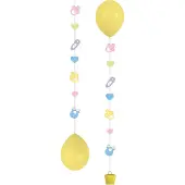 Amscan ballonslingers Baby 100 cm geel 3 stuks