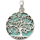 MOOYE ® - Collectie Zilveren Levensboom met turquoise kettinghanger