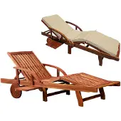 Casaria Ligbed Tami Sun Acaciahout 196x55x5cm incl kussen