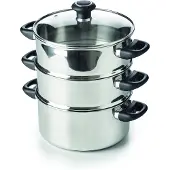 Beka Stomer Met Glazen Deksel 24cm Zilver zilver RVS Pan
