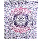 Spiru Authentiek Wandkleed Katoen Blauw/ Rood Mandala (240 x 210 cm)