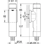 GROHE Rondo closet drukspoeler 3/4 inch z/stopkraan