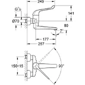 GROHE Euroeco veiligheids wandkraan draaibare uitloop chroom