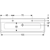 Geberit Xeno2 wastafel 160 cm ,2 kraangaten, zonder overloop, wit
