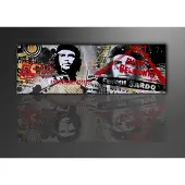 Karo-art Schilderij - Che Guevara. Collage, 120X40cm, 1luik