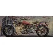 Karo-art Schilderij - metaalschilderij - Motor 60x150cm