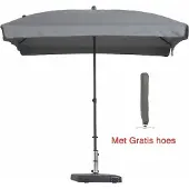 Madison Luxe parasol rechthoek lichtgrijs 210 x 140 cm met hoes