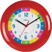 Atlanta Kinder wandklok rood met klok leer functie