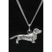 MOOYE ® - Collectie Zilveren Teckel ruwhaar ketting hanger - groot