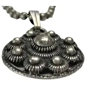 Zeeuws Meisje Hangertje Zeeuws knoopje 18 mm met bolletjesketting, zwaar verzilverd