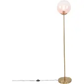 QAZQA Art Deco vloerlamp messing met roze glas - Pallon Mezzi