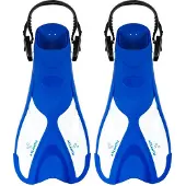Atlantis Dolphin - Flippers - Zwemvliezen - Verstelbare Hielstrap - Voor Zwemmen & Snorkelen - Volwassenen - Blauw/Wit - 36-41