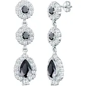 Elli PREMIUM Oorbellen 'Tropfen' zwart / zilver / wit