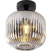 QAZQA Art Deco plafondlamp zwart met smoke glas - Karel