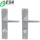 Weka WC deurbeslag 90 rood/wit met krukkenpaar Zilver