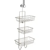 Wenko doucherek Milano staal chroom - 3 opbergmandjes - 25 x 62 cm