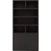 Goossens Buffetkast Barcelona, 2 deuren 6 open vakken, zwart eiken, 108 x 212 x 45 cm, stijlvol landelijk