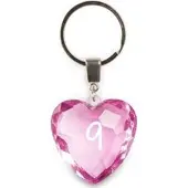 Miko sleutelhanger - 9 jaar - diamant hartvormig roze
