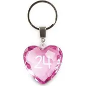 Miko sleutelhanger - 24 jaar - diamant hartvormig roze