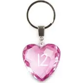 Miko sleutelhanger - 12 jaar - diamant hartvormig roze