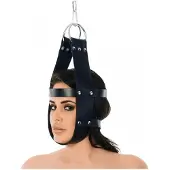 Rimba - Bondage Suspension Masker Met Ringen En Kinband - Zwart