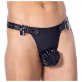 Rimba Bondage Play - Kuisheid Slip Voor Mannen Met Twee hangsloten - Leer - Verstelbaar - Zwart