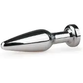 Easytoys Anal Collection - Zilveren anaalplug gemaakt van metalen kegel met witte siersteen 1 St