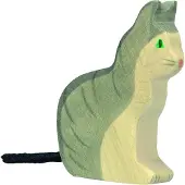 Holztiger Figurine - - 80055 - Zittende kat - Handgeschilderd hout - Europese productie