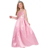 Vegaoo - Lange satijn roze prinsessen jurk voor meisjes