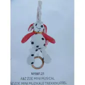 Noukie'S - Muziek knuffel - Hond Zoë - Rose met vlekken