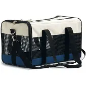 Beeztees nylon draagbare reistas Creme/Blauw