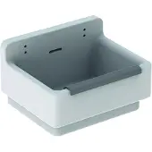 Geberit 300 Basic uitstortgootsteen met stootrand 36.5x46x30cm met gaten voor emmerrooster wit s8a00100000g
