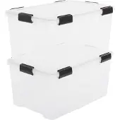 Iris Airtight Opbergbox - 50L - Kunststof - Transparant/Zwart - Set van 2