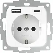 USB 2U-449368 Geaarde stopcontact met verhoogde bescherming tegen aanraking, wit