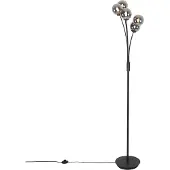 QAZQA Moderne vloerlamp zwart 5-lichts met smoke glas - Athens